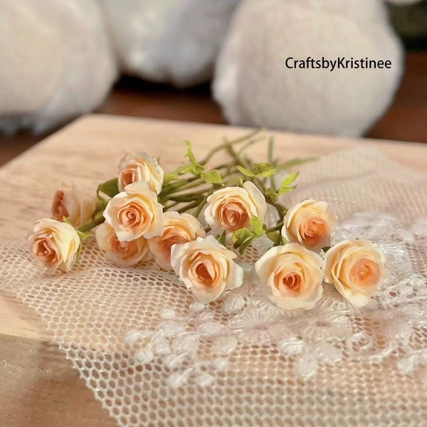 3 Roses,Mini Roses,Suitable For 1:12 Miniature Dollhouse,Miniature Garden,White Rose,Miniature Rose,Miniature Plant,Miniature Flowers