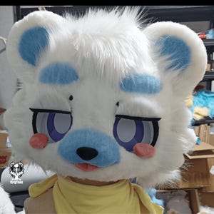 Cute Mr. Polar Bear Fursuit Head, Custom Kenomo Cosplay Fursuit, Fursuit Accessories ,Fantasy Creature, Christmas Furry Gifts