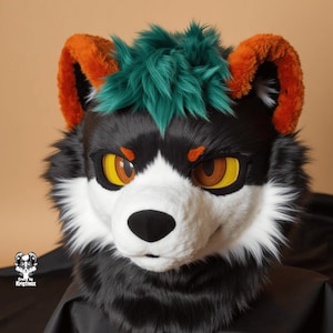 Semling Green Bear Fursuit Head, Customized Purple Magic Dream Puppy, Fursuit Accessories, Furry Ears, Fantasy Creature, Furry, Cosplay