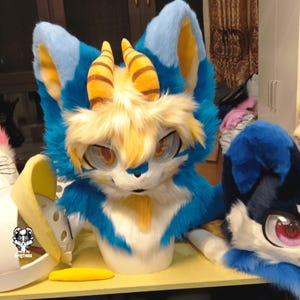 Lightning Ice Dragon Fursuit Head, Custom Kenomo Cosplay Fursuit, Fursuit Accessories ,Fantasy Creature, Christmas Furry Gifts