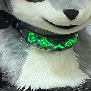 Fursuithoofd RGB-kraag, Fursuit-hoofdaccessoires, goedkope kemonobeestjes, harige RGB decoratief, fursuit lichte chokerkit