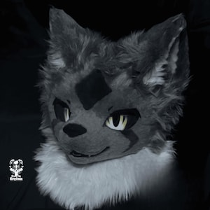 Messenger of the Night Cat Fursuit Head, Custom Kenomo Cosplay Fursuit, Fursuit Accessories ,Fantasy Creature, Christmas Furry Gifts