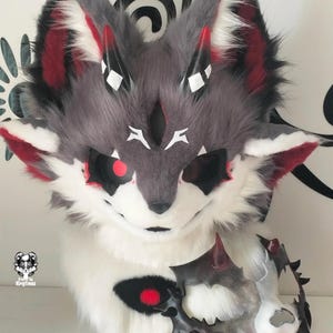 Hell Demon Cat Fursuit Head, Custom Kenomo Cosplay Fursuit, Fursuit Accessories ,Fantasy Creature, Christmas Furry Gifts