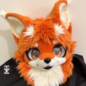 Orange Juice Cat Fursuit Head, Custom Kenomo Cosplay Fursuit, Fursuit Accessories ,Fantasy Creature, Christmas Furry Gifts