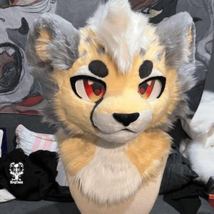 Mr. Yellow Hyaenidae Fursuit Head, Custom Kenomo Cosplay Fursuit, Fursuit Accessories ,Fantasy Creature, Christmas Furry Gifts