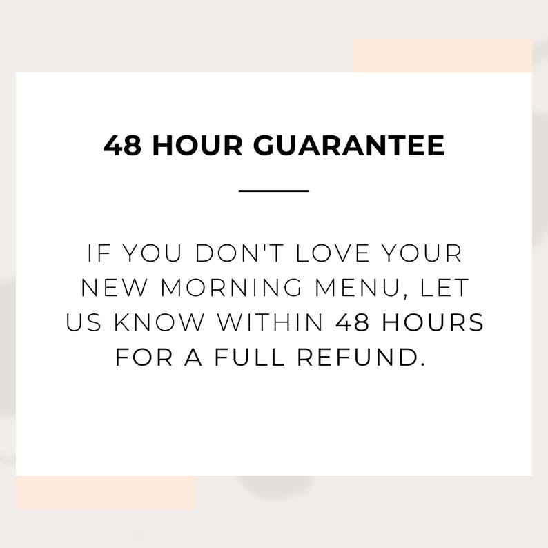 48-hour guarantee for Montessori learner morning menu. If you're not satisfied with your morning menu activities, contact us within 48 hours for a full refund. Risk-free homeschooling and classroom resource for Pre K and kindergarten.