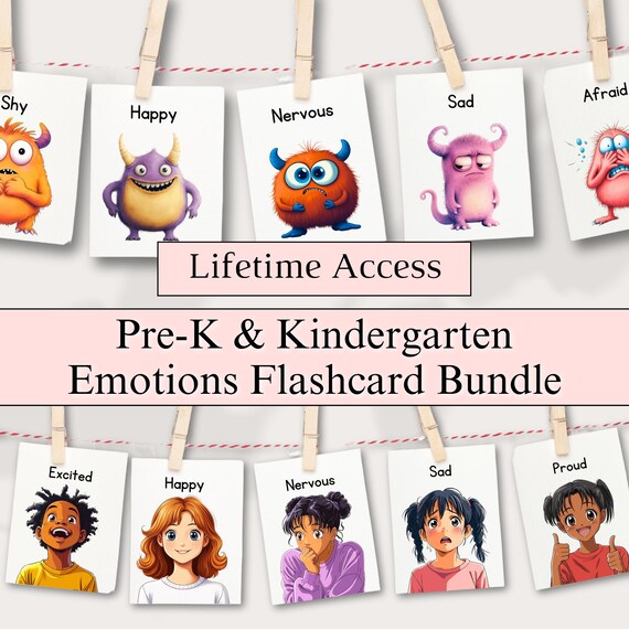 Montessori Learner Feelings Emotions, Pre K Homeschooling Flashcards, PreK Homeschoolers Resource, Pre-K Kindergarten Homeschool Learn, Kids