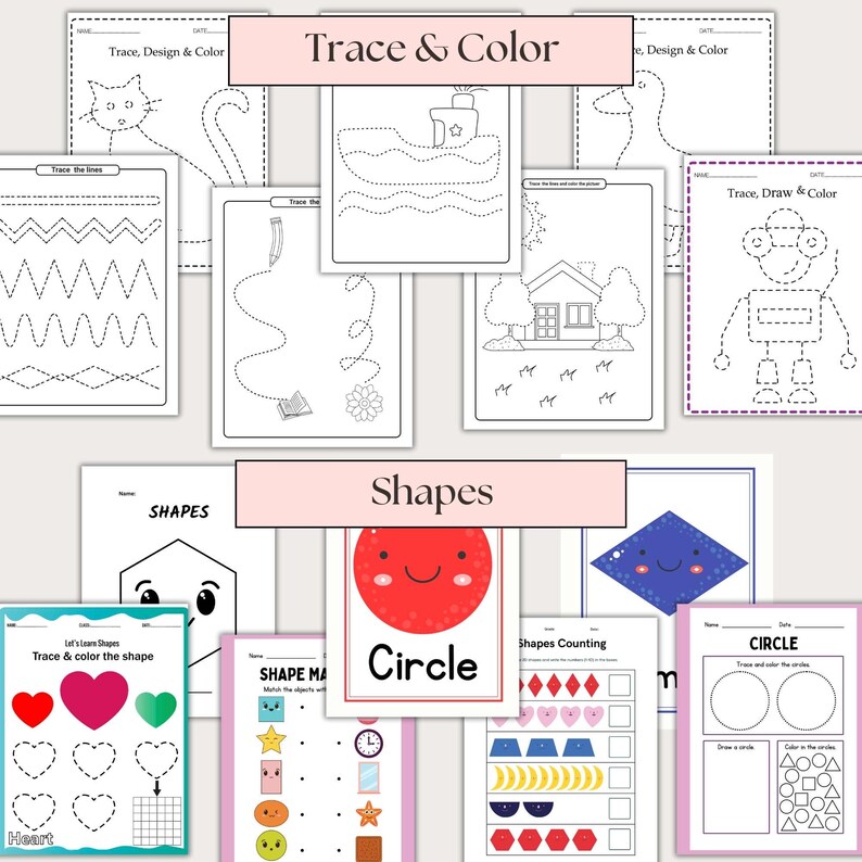 Kindergarten Quiet Pages Printable, Pre K Workbook Letter Tracers