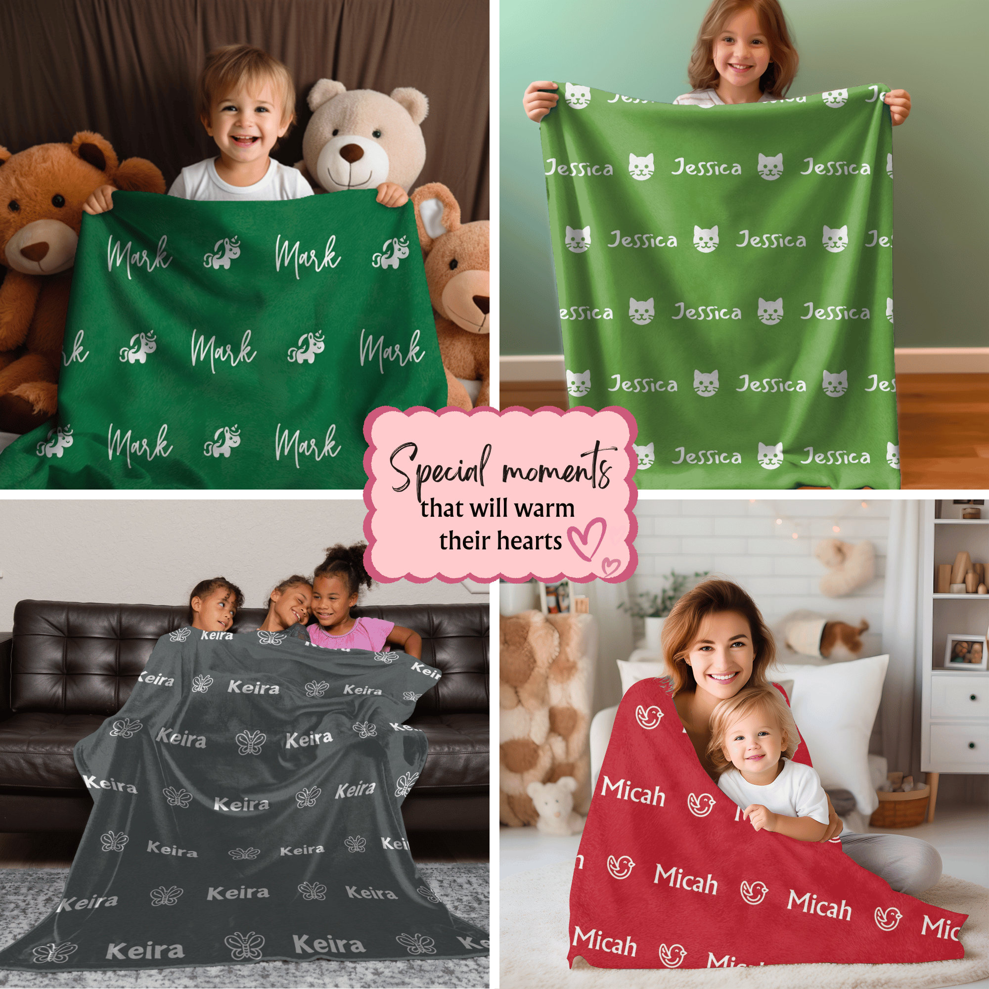 Personalized Kids Name Blanket, Customized Girl Blanket, Custom Fleece Blanket for Girls, Baby