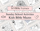 Christian Bible Printable Activity, Kids Sunday School Mazes, Homeschooler Activities for Kindergarten, Homeschool Bible Verse Study Color
