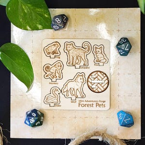 Forest Pets | Woodland Creature Miniatures | Dungeons and Dragons | Pathfinder | TTRPG Accessories | Laser-Cut Minis | Familiar Set