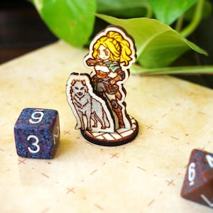 Anime-Style Scout with Wolf Companion | Dungeons and Dragons | Pathfinder | TTRPG | Laser-Cut Mini | DnD Accessories | RPG Gift