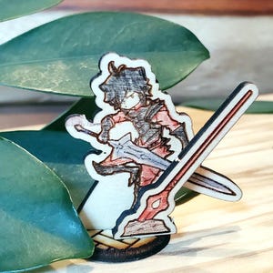 Anime-Style Male Aasimar Fighter 'B' Miniature | Dungeons and Dragons | Pathfinder | TTRPG | Laser-Cut Mini | DnD Accessories | RPG Gift