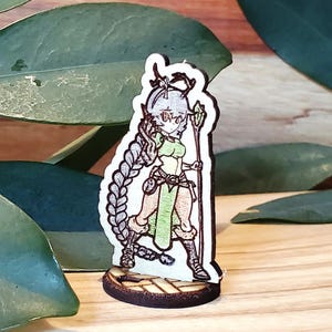 Anime-Style Female Druid Miniature | Dungeons and Dragons | Pathfinder | TTRPG | Laser-Cut Mini | DnD Accessories | RPG Gift