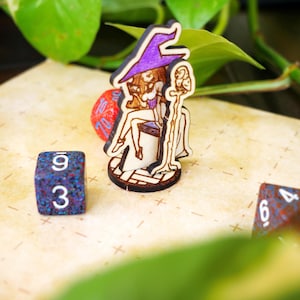 Anime-Style Sorceress with Owl Companion | Dungeons and Dragons | Pathfinder | TTRPG | Laser-Cut Mini | DnD Accessories | RPG Gift
