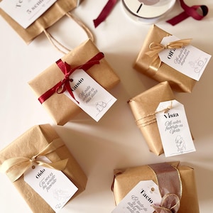 Etichette regalo dei 5 sensi. Stampabili. Regali belli e pieni di sentimento