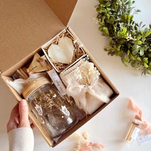 Coffret cadeau romantique pour femme, coffret cadeau pour amies, hyggie, cosy, coffret cadeau détente avec bougies, cadeau anniversaire, coffret cadeau maman