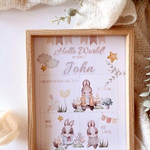 Baby Gift Frame - Personalized Print with Birth Information, Framed Print for Baby