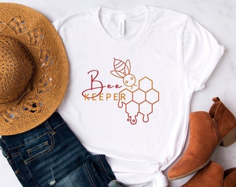 Retro Honeybee Beekeeper Shirt: Honeycomb Design Tee, Gifts for Beekeepers