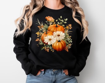 Cozy Fall Sweatshirt: Autumn Leaves Fall Pumpkin Harvest Pullover Shirt