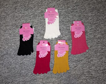 Women's Cotton Toe Socks | Five Finger Breathable Foot Health | Single Pair
