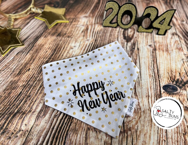 New Years Dog Bandana, 2024 Dog Bandana, Dog Bandana, Elegant Bandana