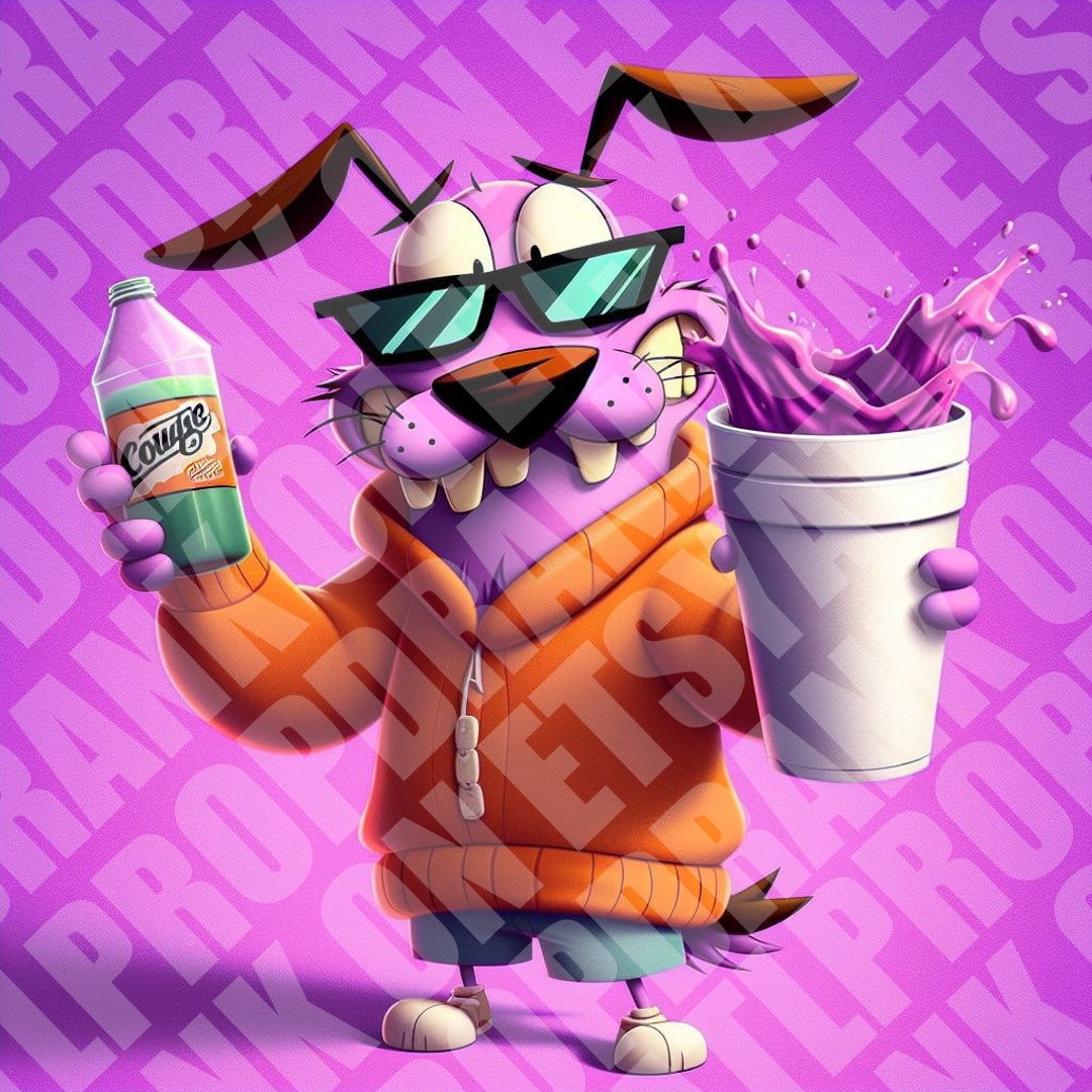 Digital Art of Courage the Cowardly Dog Sipping Drank Out of Double Cup ...