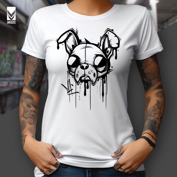 Streetart Dog - T-shirt with graffiti illustration of cute dog - T-shirt made of cotton with premium print
