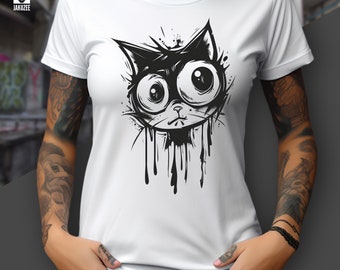 Gatto street art - T-shirt con illustrazione graffiti di un simpatico gatto - T-shirt in cotone con stampa premium