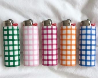 Handgjort tändarfodral för Bic, retro rutnätsestetik, söt skrivbordsdekor, röktillbehör, cool askfatpresent, standard och mini