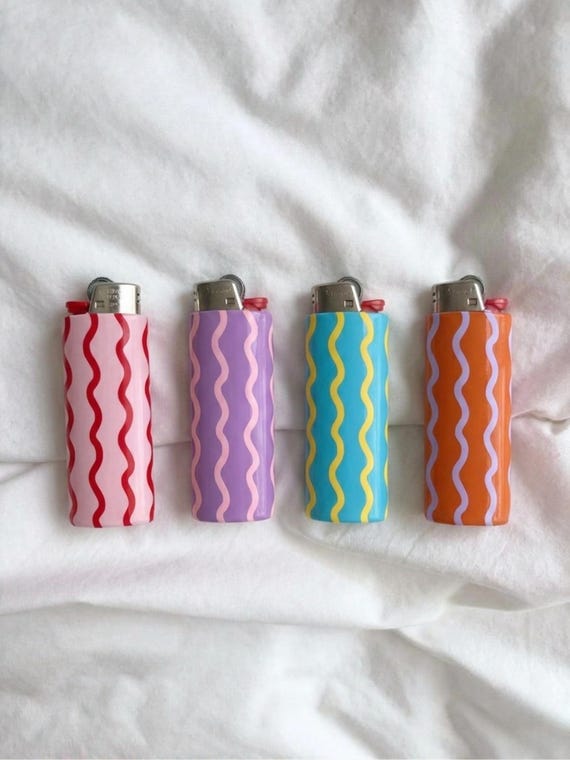 Handmade Wavy Bic Lighter Case Cover For Bic- Standard and Mini
