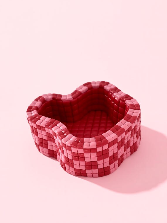 Handmade Funky Checkered Wavy Tile Pool Trinket Tray