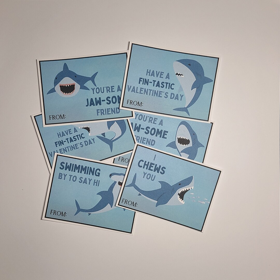 Printable Sharks Valentine's Day Cards - Etsy