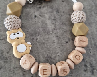 Personalisierte schnullerkette| aus Silikon und Holz|BPA Frei|Schadstofffrei| Aus echtem Holz |Baby Geschenk| Geburt| werdende Eltern|Beige