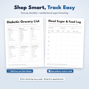 Diabetic Food List Printable, Diabetic Food Chart, Low Glycemic Food List, Blood Sugar Log, Diabetes Grocery List, Type 2 Diabetes PDF image 5