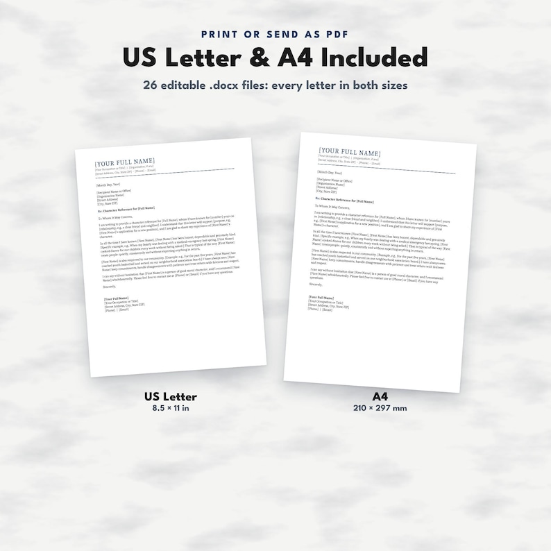 Character Reference Letter Template, Editable Letter to Judge for Court ...