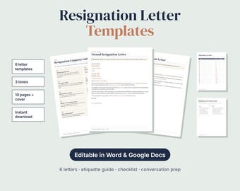 Resignation Letter, 2 Weeks Notice Template, Quit Letter Template, Formal Resignation Kit | Printable Word Doc, Google Doc, Editable