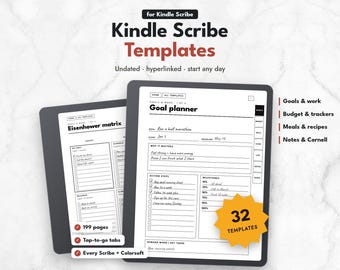 Kindle Scribe Templates, Undated Kindle Scribe Planner, Colorsoft Template, Goal Planner, Budget, Meal Planner, Cornell Notes, E Ink PDF