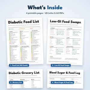 Diabetic Food List Printable, Diabetic Food Chart, Low Glycemic Food List, Blood Sugar Log, Diabetes Grocery List, Type 2 Diabetes PDF image 2