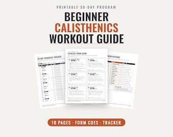 Full Body Workout, Bodyweight Workout 30 Day Challenge, Calisthenics Plan PDF Printable, Exercise Form Guide, Home Gym Guide