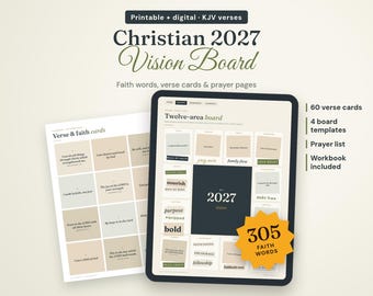 Christian Vision Board Kit 2027, Faith Vision Board Printable, Prayer Vision Board, Bible Verse Cards, Digital Vision Board Goodnotes