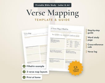 Verse Mapping Template Printable, Bible Verse Mapping Guide, Bible Study Guide, Womens Bible Study, Bible Journaling, Scripture Study PDF