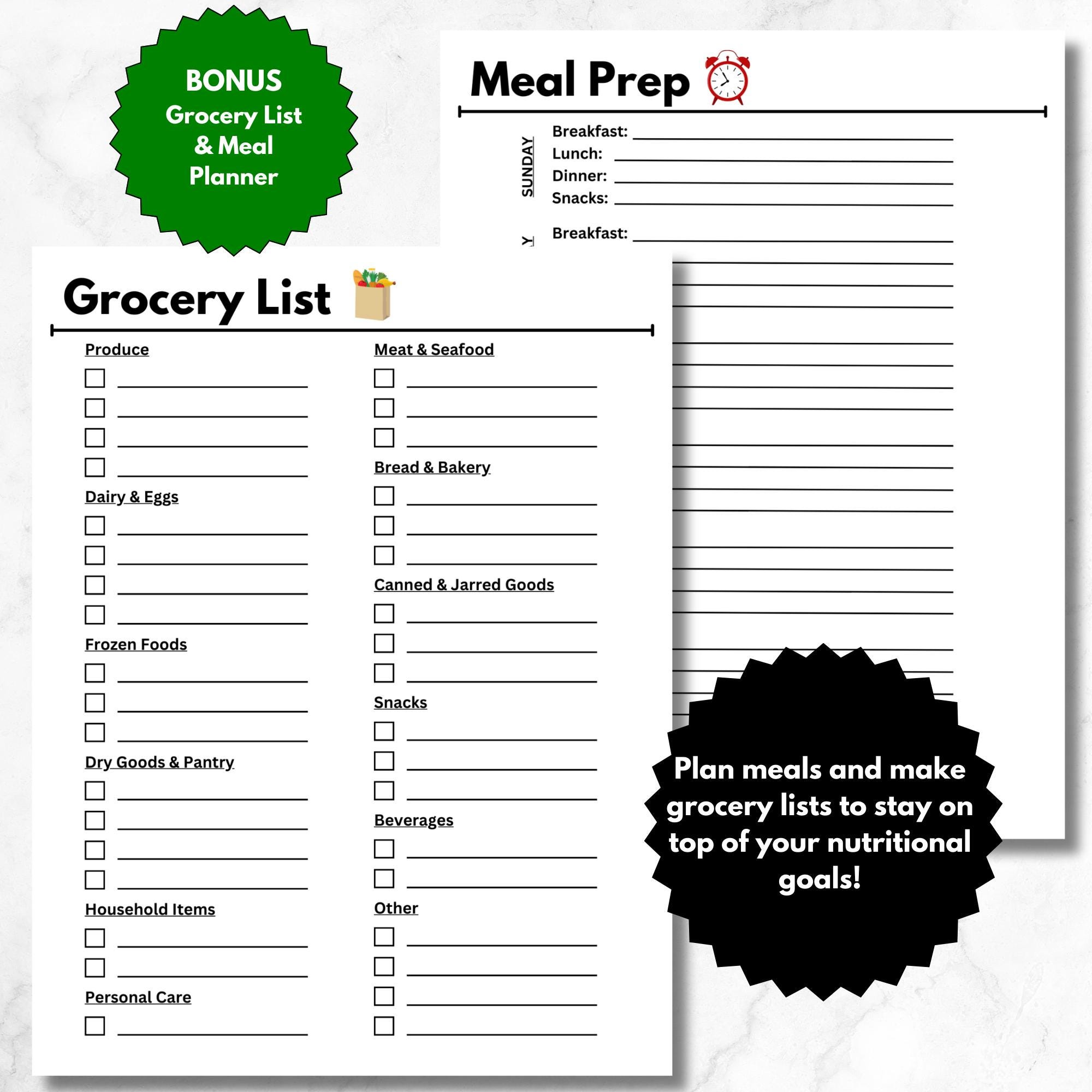 Keto Food List | Low Carb Food List | Printable Grocery Checklist | Digital Meal Planner ...