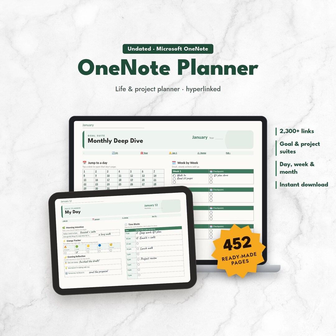 Planner Pages Onenote Onenote Template Planner, Undated Digital Planner for Onenote ...