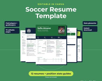 Soccer Resume Template for College Recruiting | Athlete Resume, Sports Recruiting Toolkit, Player Profile Canva