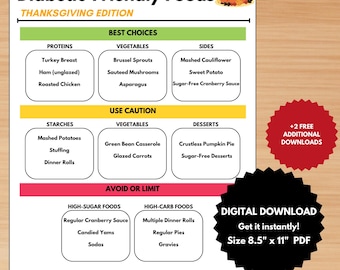Diabetic Food List | Diabetes Food List | Diabetic Food Chart | Diabetic Meal Plan | Instant Download | Thanksgiving | Grocery List