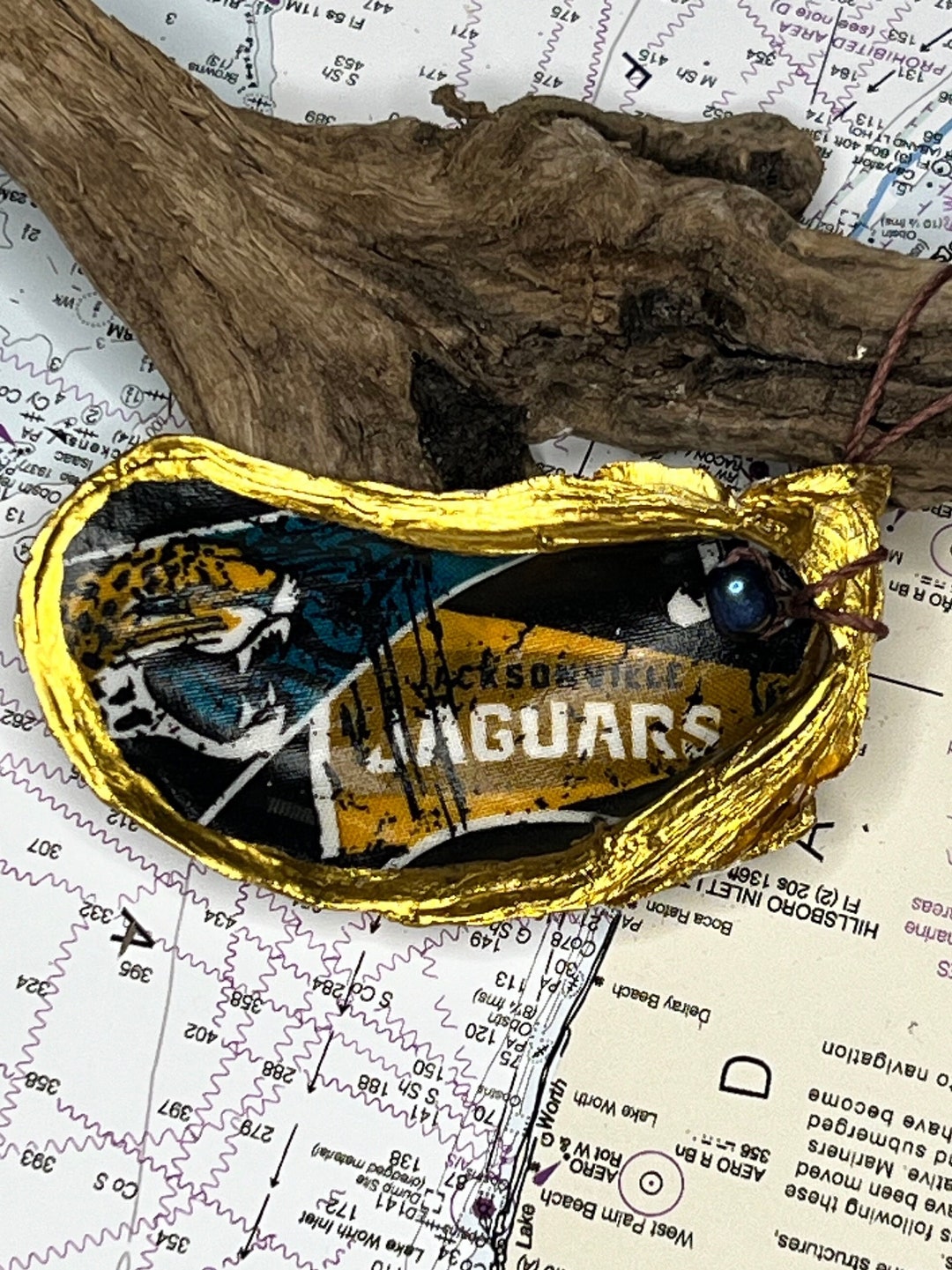 Jacksonville Jaguars Inspired Natural Oyster Shell Ornament, Hostess