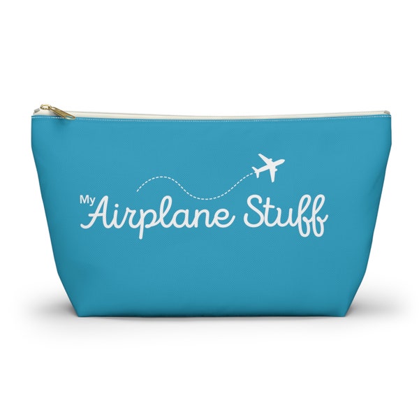 My Airplane Stuff Accessory Pouch, Blue Turquoise, Travel Accessory Bag, Charger Pouch, Travel Pouch, Travel Bag, Packing and Organization