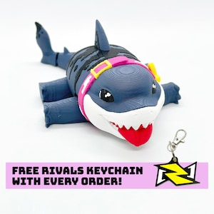 Jeff The Land Shark Flexi Fidget Toy, Articulated Baby Shark, Rivals, 3D Printed Gifts, Flexible Fidget Toy, Christmas Gift, Office Desk Toy
