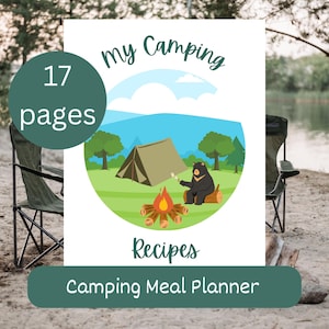 Planificador de comidas para acampar, carpeta de recetas, libro de cocina en blanco